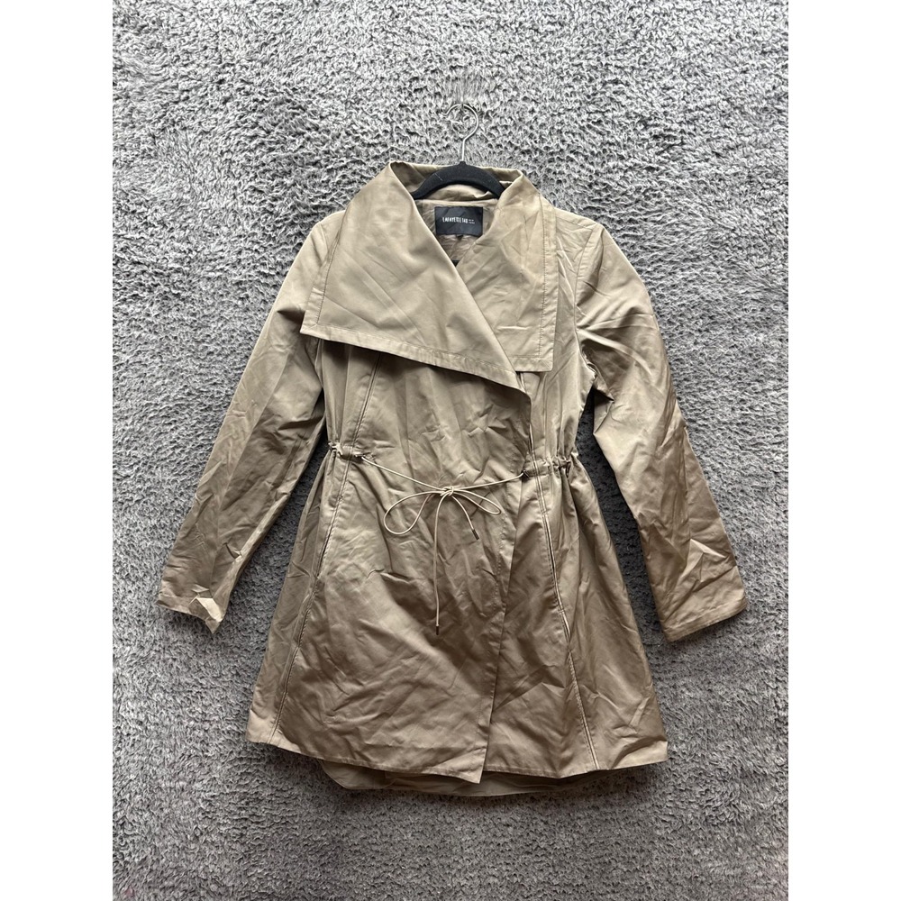 Lafayette 148 New York Drawstring Waist Trench Coat Jacket Tan Womens Size S
